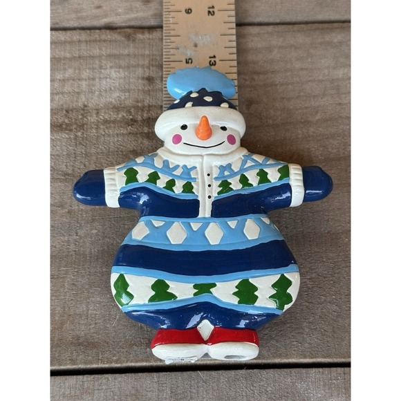 Vintage Department 56 Snowman Snowsuit Ornament Blue and White 5"‎ - Picture 13 of 13